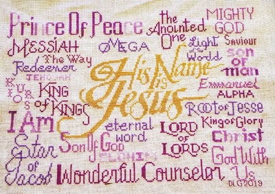 His Name is Jesus stitched by Donna Graves